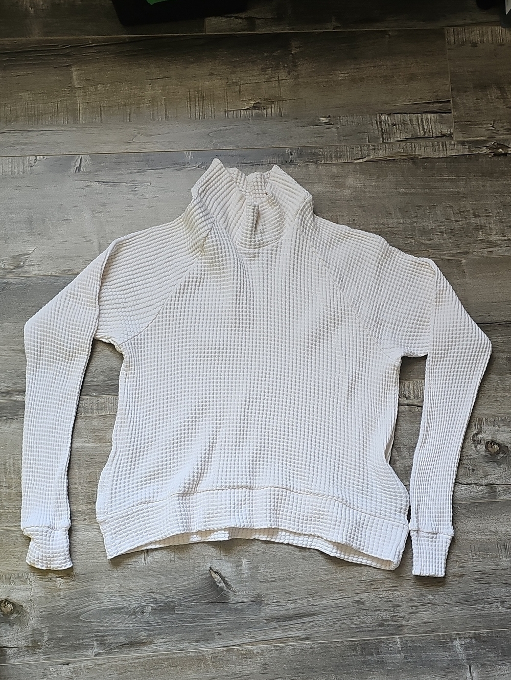 The North Face Off White Waffle-Knit Cowl Neck Sweater 100% Cotton New No Tags